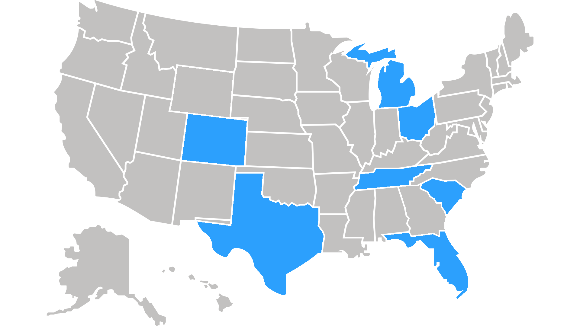 Map showing areas we serve